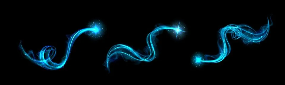 Realistic set of blue light vortex effects Stock Illustration