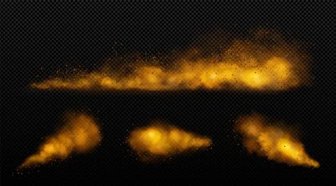Realistic set of brown powder clouds Stock Illustration