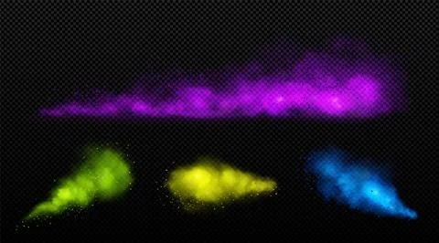 Realistic set of color powder clouds Stock Illustration