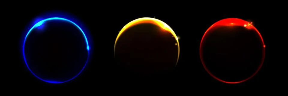 Realistic set of color solar eclipse effects Stock Illustration