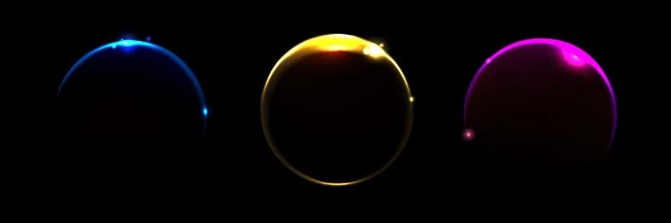 Realistic set of color solar eclipse effects Stock Illustration