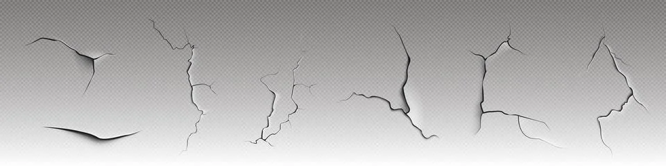 Realistic set of cracks on dry surface Stock Illustration