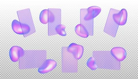 Realistic set of glassmorphism rectangles Stock Illustration