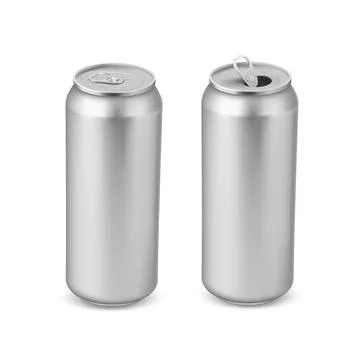A realistic set of open and closed aluminum beverage cans. Stock Illustration