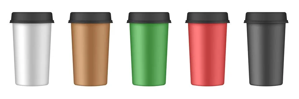 Realistic set of paper coffee cups. Coffee to go Stock Illustration