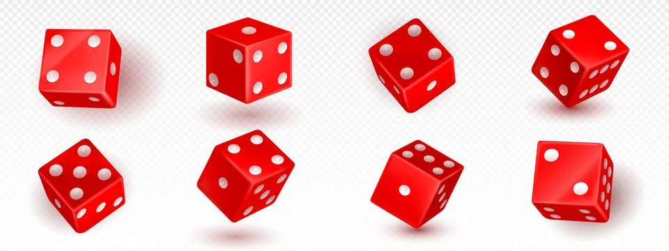 Realistic set of red dice Stock Illustration