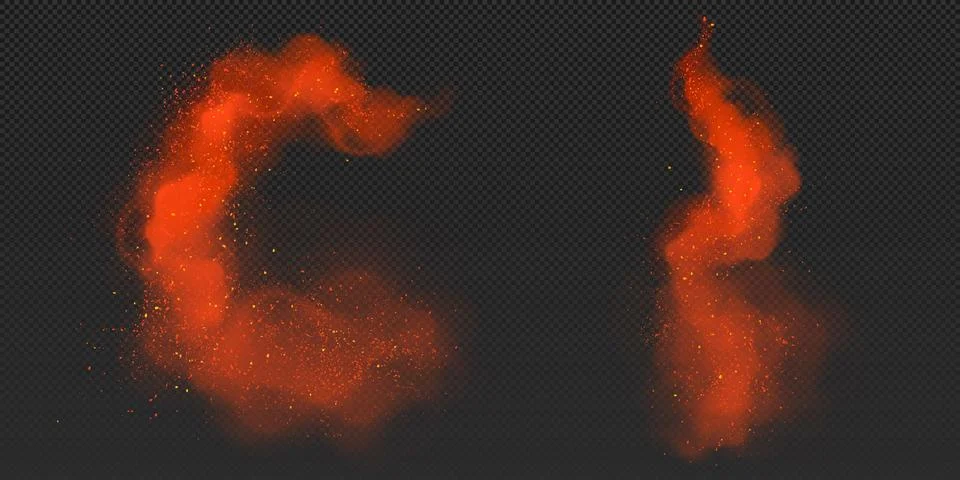 Realistic set of red dust clouds on transparent Illustrazione stock