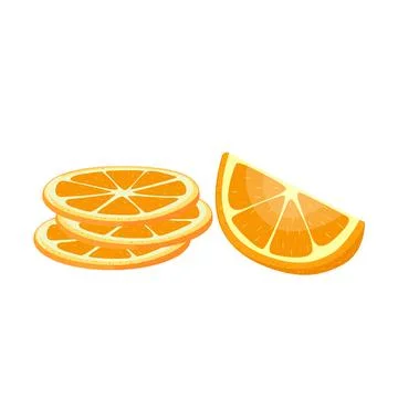 Realistic set. Round slice and orange wedge. hand drawn. Stock Illustration