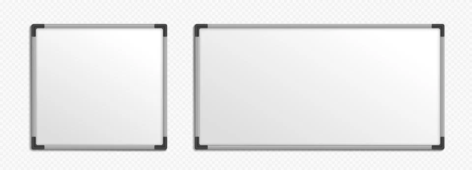 Realistic set of square and rectangle whiteboards Stock Illustration