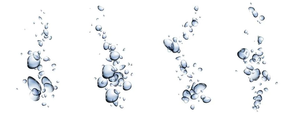Realistic set of underwater bubbles splash Stock Illustration