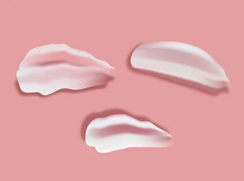 Realistic set of vector strokes of cosmetic cream. Smears of cosmetic white s Illustrazione stock