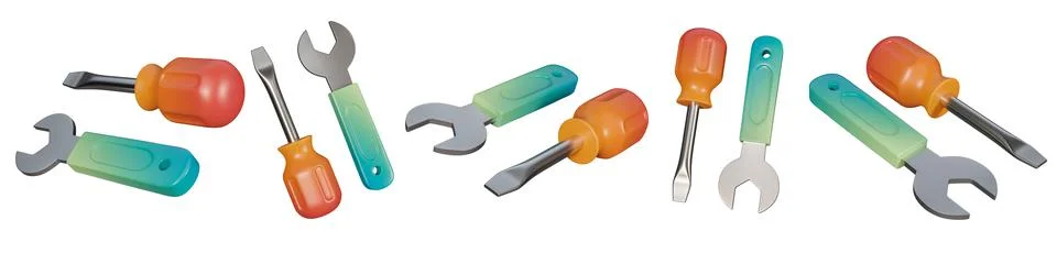 Realistic of set Working Tools icon . Simple repair icon with wrench and turn Illustrazione stock