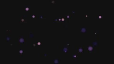 Realistic Shaded Sphere Particles, Floating Purple Bokeh Dots on Dark Background Stock Footage 340596101