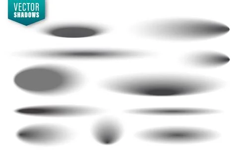 Realistic shadow effect. Round shadows collection isolated on white background Stock Illustration