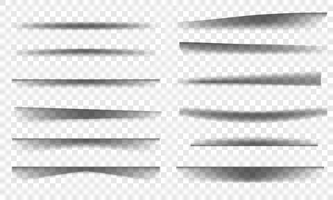 Realistic shadows set. Square dividers transparent black soft shadows Stock Illustration
