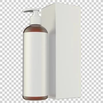 Realistic Shampoo Bottle Box 3D Rendering Mockup Template Stock Illustration
