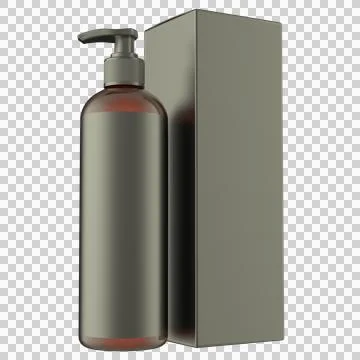 Realistic Shampoo Bottle Box 3D Rendering Mockup Template Stock Illustration