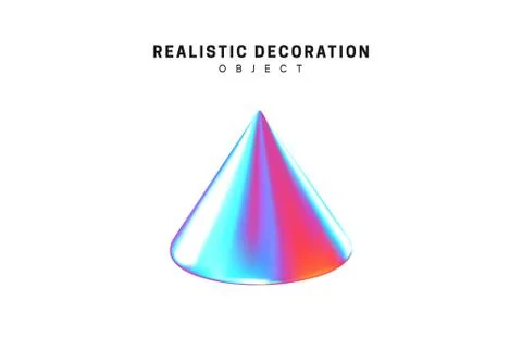Realistic shape 3d objects with gradient holographic color of hologram. Decor Stock Illustration