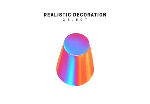Realistic shape 3d objects with gradient holographic color of hologram. Decor Stock Illustration