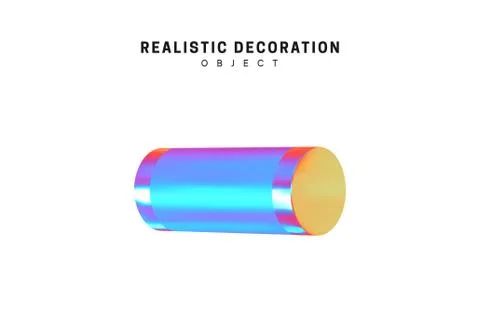 Realistic shape 3d objects with gradient holographic color of hologram. Decor Stock Illustration