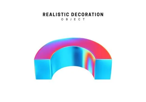 Realistic shape 3d objects with gradient holographic color of hologram. Decor Stock Illustration