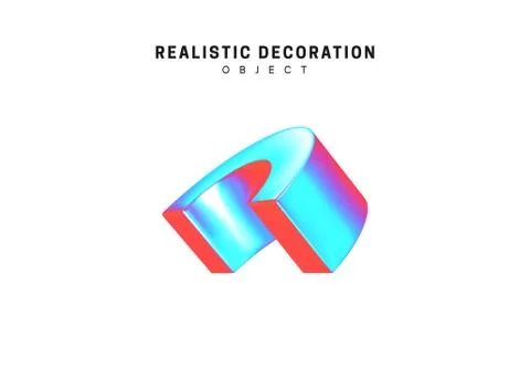 Realistic shape 3d objects with gradient holographic color of hologram. Decor Stock Illustration