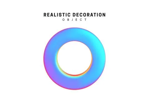 Realistic shape 3d objects with gradient holographic color of hologram. Decor 库存插图