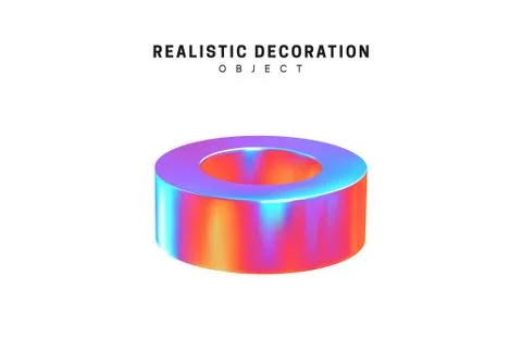 Realistic shape 3d objects with gradient holographic color of hologram. Decor Stock Illustration