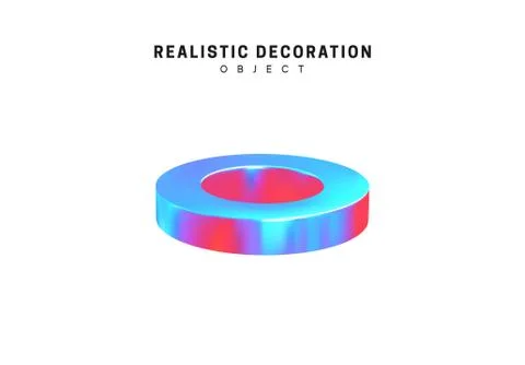 Realistic shape 3d objects with gradient holographic color of hologram. Decor 스톡 일러스트