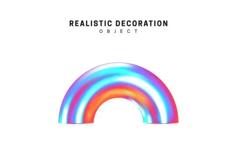 Realistic shape 3d objects with gradient holographic color of hologram. Decor 스톡 일러스트