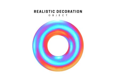 Realistic shape 3d objects with gradient holographic color of hologram. Decor 库存插图