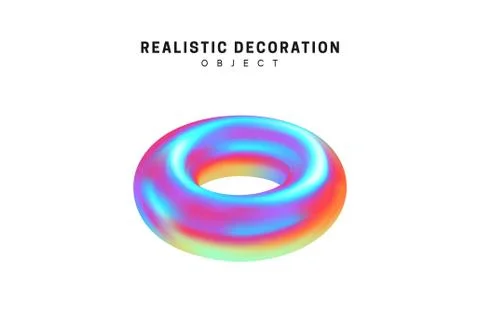 Realistic shape 3d objects with gradient holographic color of hologram. Decor Stock Illustration