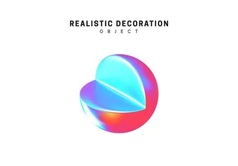 Realistic shape 3d objects with gradient holographic color of hologram. Decor Stock Illustration