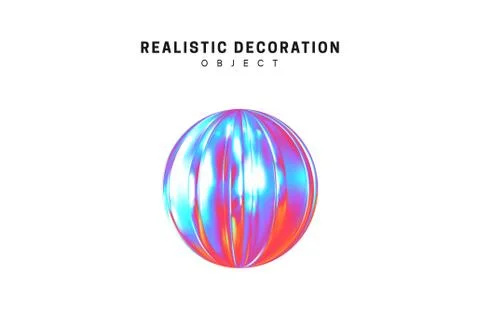 Realistic shape 3d objects with gradient holographic color of hologram. Decor 库存插图