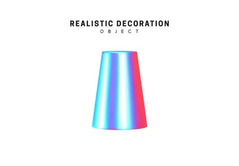 Realistic shape 3d objects with gradient holographic color of hologram. Decor Illustrazione stock