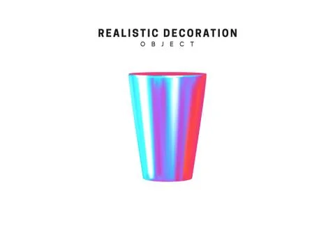 Realistic shape 3d objects with gradient holographic color of hologram. Decor Stock Illustration