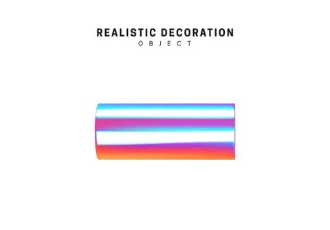 Realistic shape 3d objects with gradient holographic color of hologram. Decor Stock Illustration