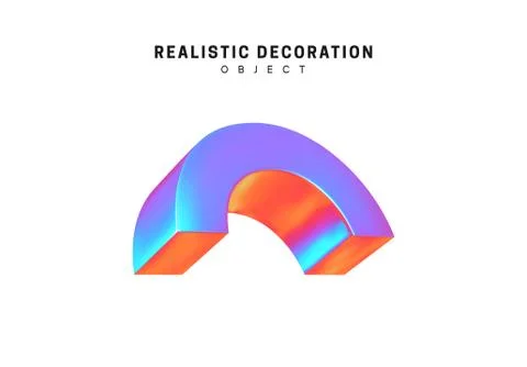 Realistic shape 3d objects with gradient holographic color of hologram. Decor Stock Illustration