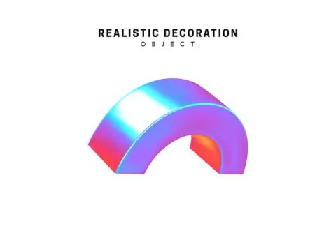 Realistic shape 3d objects with gradient holographic color of hologram. Decor Stock Illustration