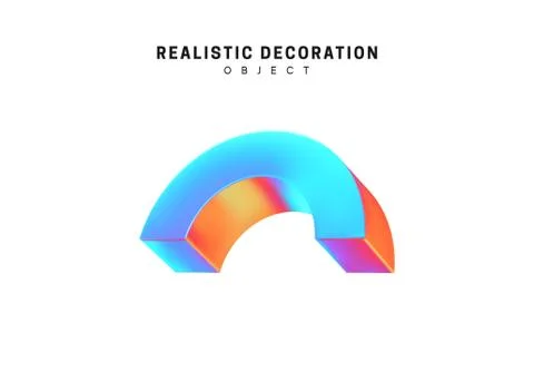 Realistic shape 3d objects with gradient holographic color of hologram. Decor Stock Illustration