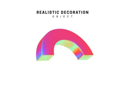 Realistic shape 3d objects with gradient holographic color of hologram. Decor 스톡 일러스트