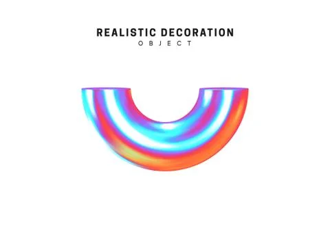Realistic shape 3d objects with gradient holographic color of hologram. Decor Stockillustratie