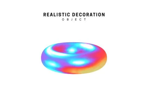 Realistic shape 3d objects with gradient holographic color of hologram. Decor Stock Illustration