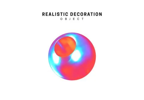 Realistic shape 3d objects with gradient holographic color of hologram. Decor Illustrazione stock