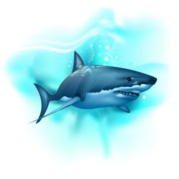 Realistic shark in the ocean Stock Illustration