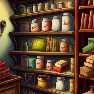 Realistic shelves cartoon style Stock Illustration