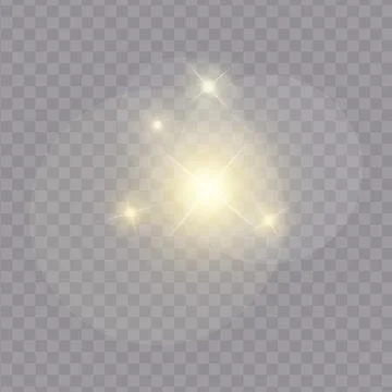 Realistic shine and glow effect isolated on transparent background. Sparkles and Stock Illustration