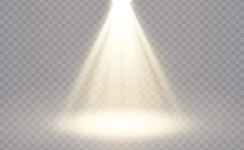 Realistic shiny illumination effect with stage spotlight isolated on transparent Stock Illustration