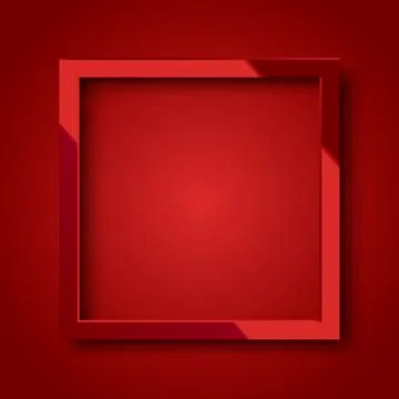 Realistic shiny red square frame on red background. Vector. Stock Illustration