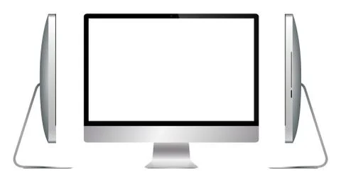 Realistic Silver Computer Screen All Sides Stock Illustration